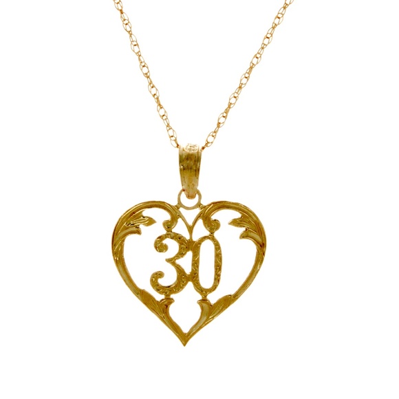 million charms jewelry 14k gold heart charm number 30 inside